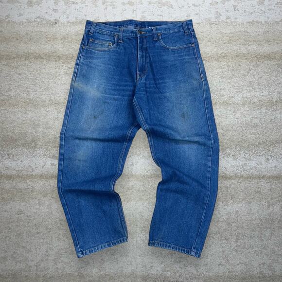 Vintage Real Work Wear Jeans Medium Wash Denim Relaxed Fit 90s - Picture 2 of 5